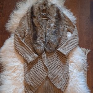 Jennifer Lopez Faux Fur Collar Sweater